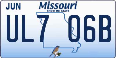 MO license plate UL7O6B