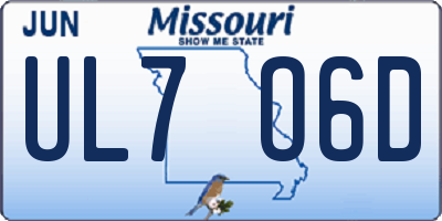 MO license plate UL7O6D