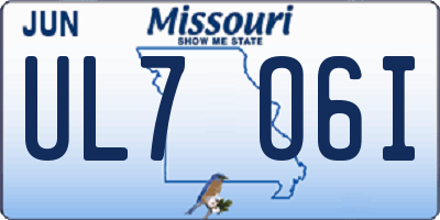 MO license plate UL7O6I