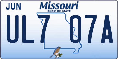 MO license plate UL7O7A
