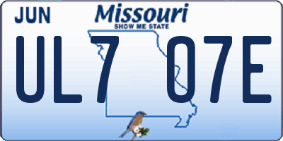 MO license plate UL7O7E