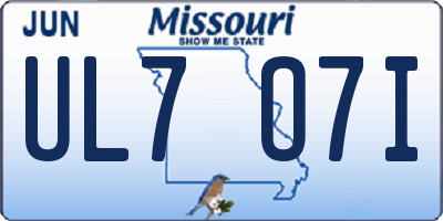 MO license plate UL7O7I