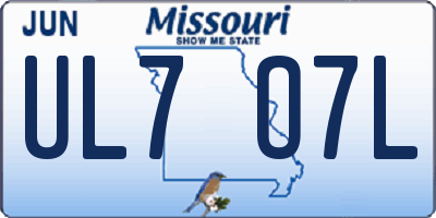 MO license plate UL7O7L
