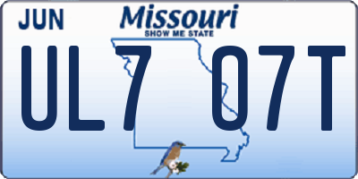 MO license plate UL7O7T