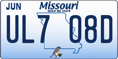 MO license plate UL7O8D