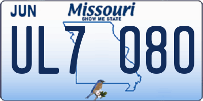 MO license plate UL7O8O