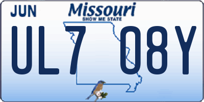 MO license plate UL7O8Y