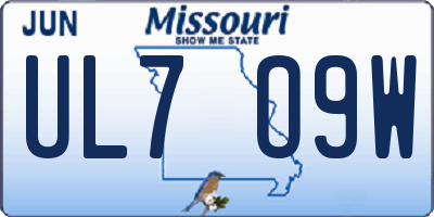 MO license plate UL7O9W