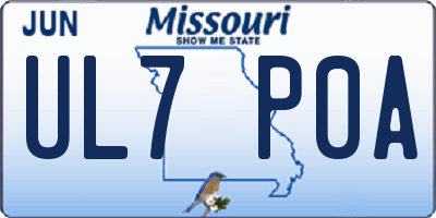 MO license plate UL7P0A