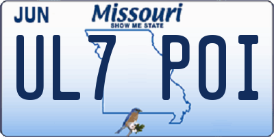 MO license plate UL7P0I