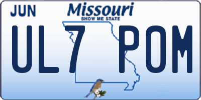 MO license plate UL7P0M