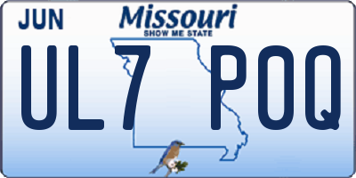 MO license plate UL7P0Q