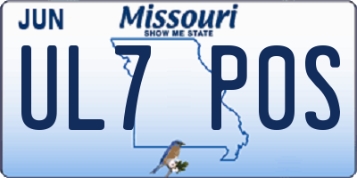 MO license plate UL7P0S