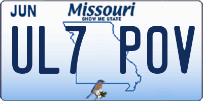 MO license plate UL7P0V