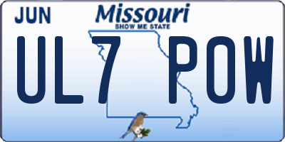 MO license plate UL7P0W