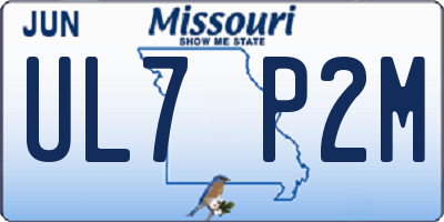 MO license plate UL7P2M