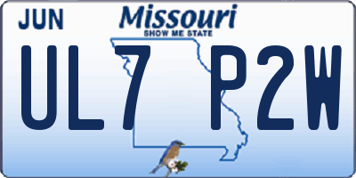 MO license plate UL7P2W