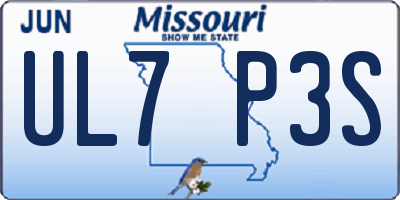 MO license plate UL7P3S