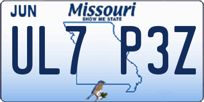 MO license plate UL7P3Z