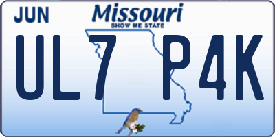 MO license plate UL7P4K