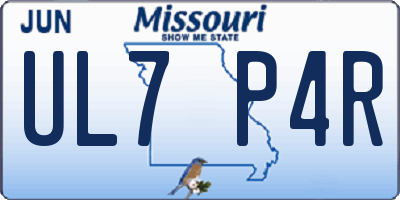 MO license plate UL7P4R