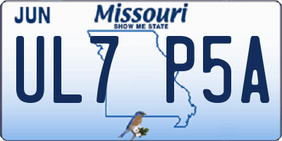 MO license plate UL7P5A