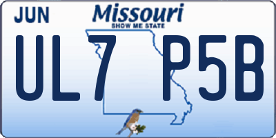 MO license plate UL7P5B