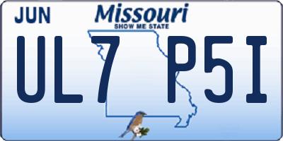 MO license plate UL7P5I