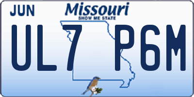 MO license plate UL7P6M