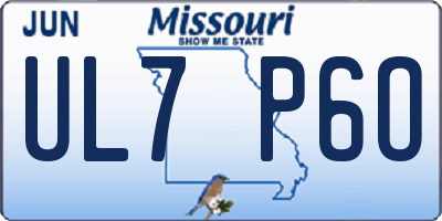 MO license plate UL7P6O