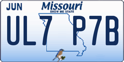 MO license plate UL7P7B