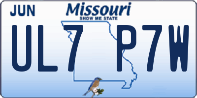 MO license plate UL7P7W
