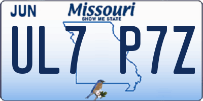MO license plate UL7P7Z