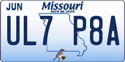 MO license plate UL7P8A