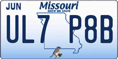 MO license plate UL7P8B