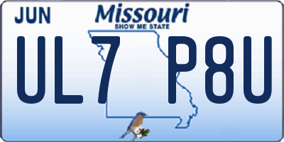 MO license plate UL7P8U