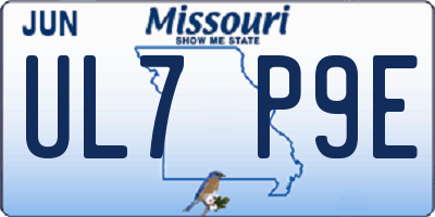 MO license plate UL7P9E