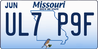 MO license plate UL7P9F