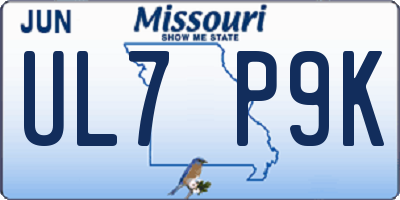 MO license plate UL7P9K