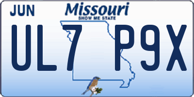MO license plate UL7P9X