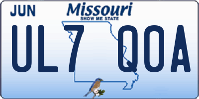 MO license plate UL7Q0A