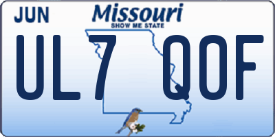 MO license plate UL7Q0F