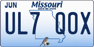 MO license plate UL7Q0X