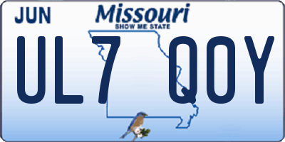 MO license plate UL7Q0Y