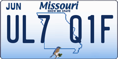 MO license plate UL7Q1F