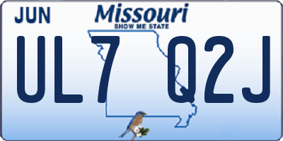 MO license plate UL7Q2J
