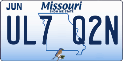 MO license plate UL7Q2N