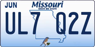 MO license plate UL7Q2Z