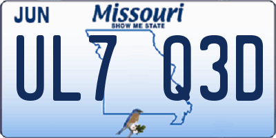 MO license plate UL7Q3D