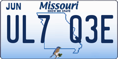 MO license plate UL7Q3E